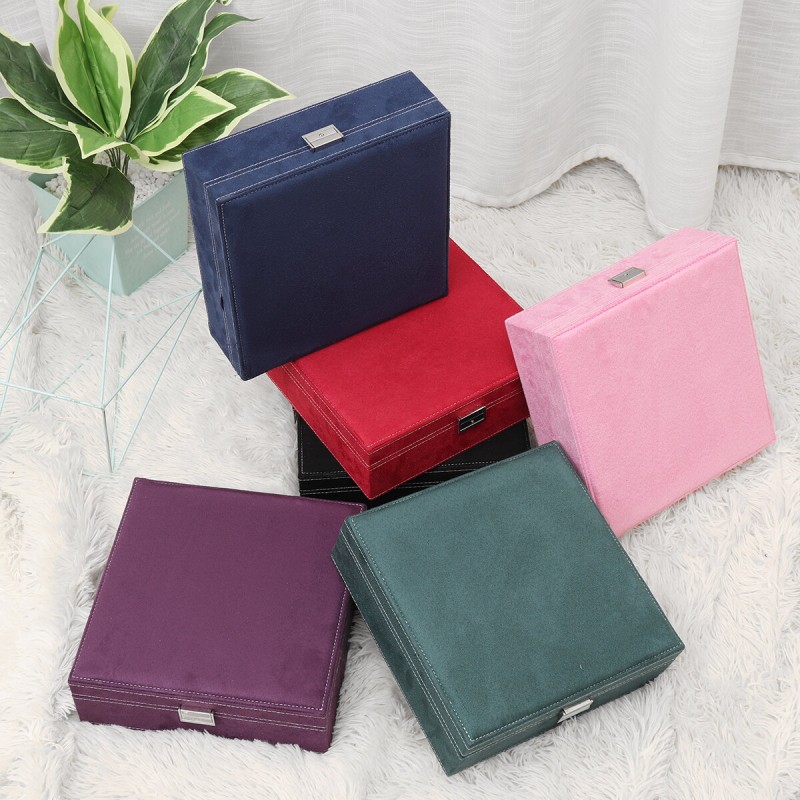 Multi-function Vintage Jewelry Box Organizers Two-layer Lockable Jewelry Display Storage Case - Black