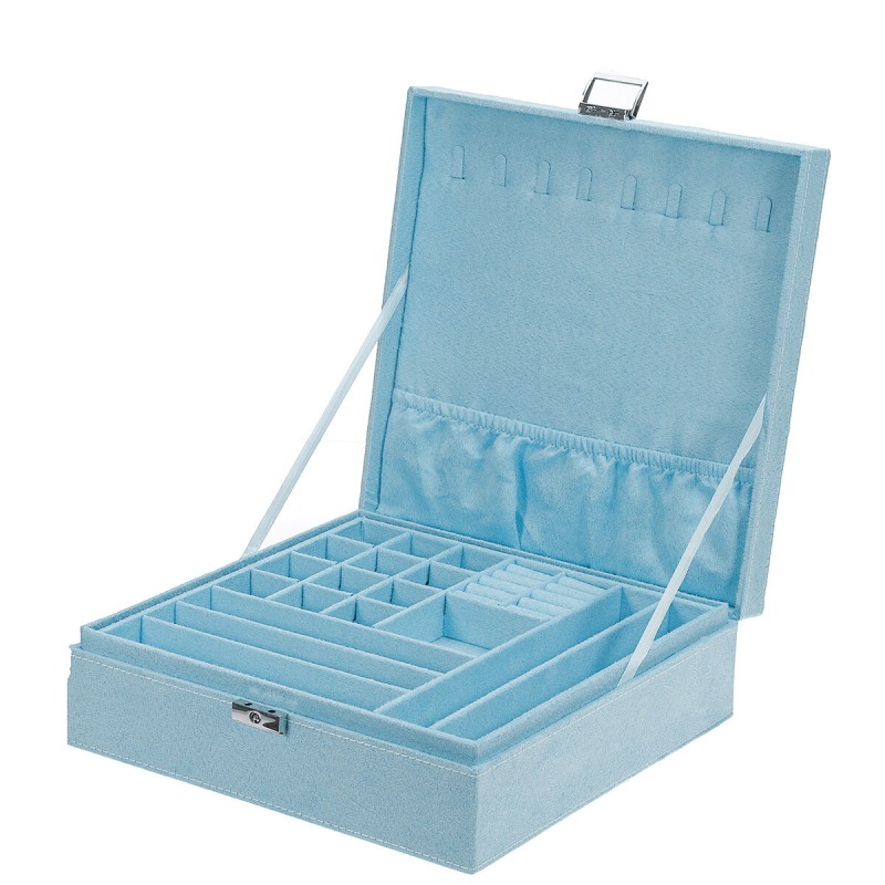 Multi-function Vintage Jewelry Box Organizers Two-layer Lockable Jewelry Display Storage Case - Black