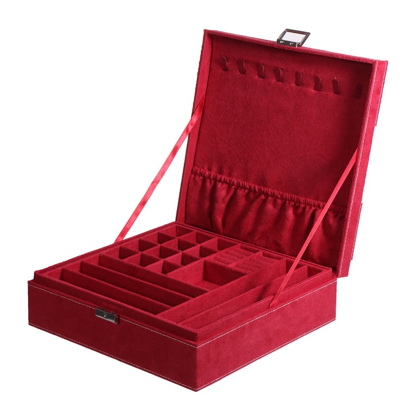 Multi-function Vintage Jewelry Box Organizers Two-layer Lockable Jewelry Display Storage Case - Black