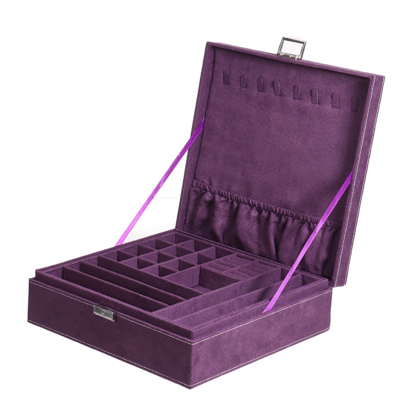 Multi-function Vintage Jewelry Box Organizers Two-layer Lockable Jewelry Display Storage Case - Black