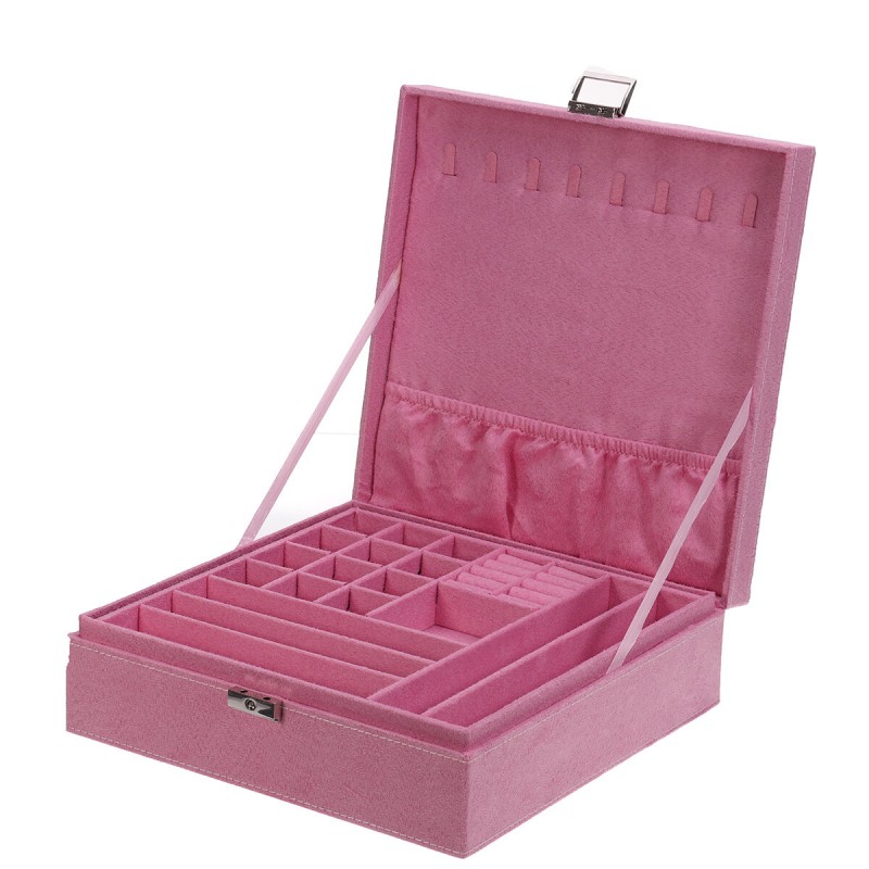 Multi-function Vintage Jewelry Box Organizers Two-layer Lockable Jewelry Display Storage Case - Black