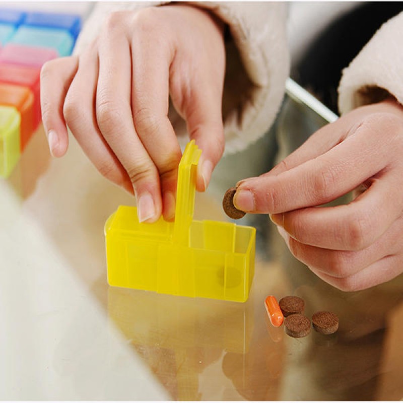 KC-JS0802 Portable 7 Days Pill Box Travel Medicine Organizer With Pill Splitter Cutter
