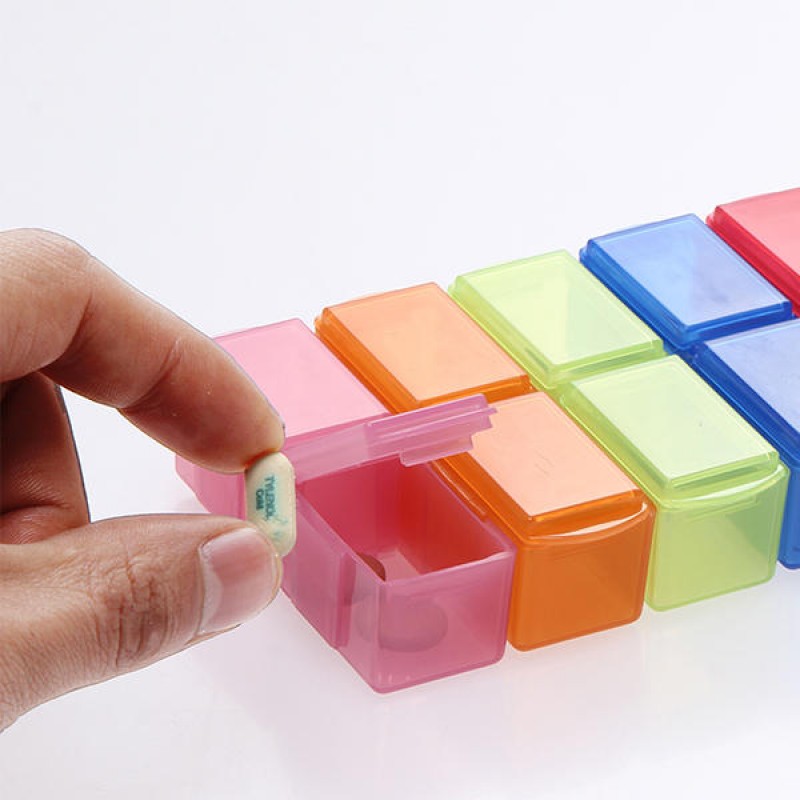 KC-JS0802 Portable 7 Days Pill Box Travel Medicine Organizer With Pill Splitter Cutter