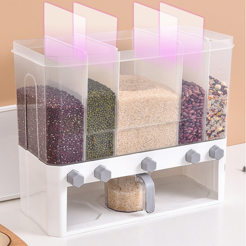 15KG Kitchen Storage Pantry Container Good Sealing Performance Transparent Large Capacity Rice Grain Spice Rack