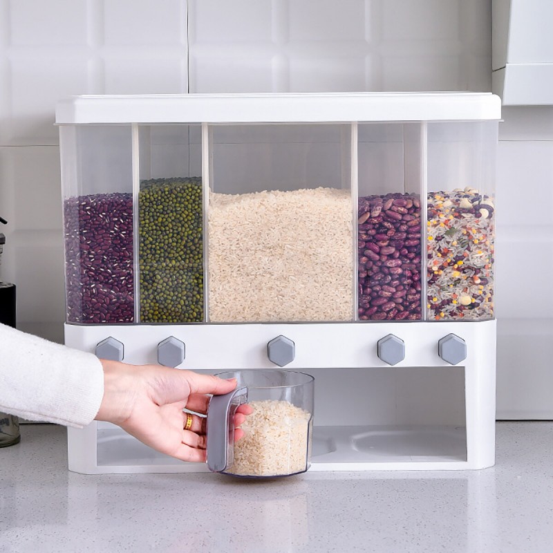 15KG Kitchen Storage Pantry Container Good Sealing Performance Transparent Large Capacity Rice Grain Spice Rack