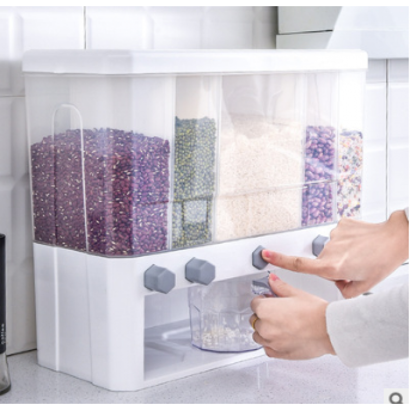 15KG Kitchen Storage Pantry Container Good Sealing Performance Transparent Large Capacity Rice Grain Spice Rack