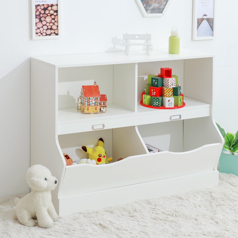 Insma Wooden 4 Cube Storage Organizer Kids Bookcase Bookshelves Storage Organizer for Home Bedroom White