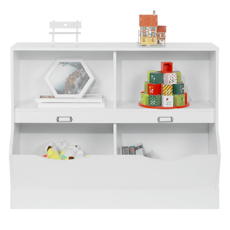 Insma Wooden 4 Cube Storage Organizer Kids Bookcas...
