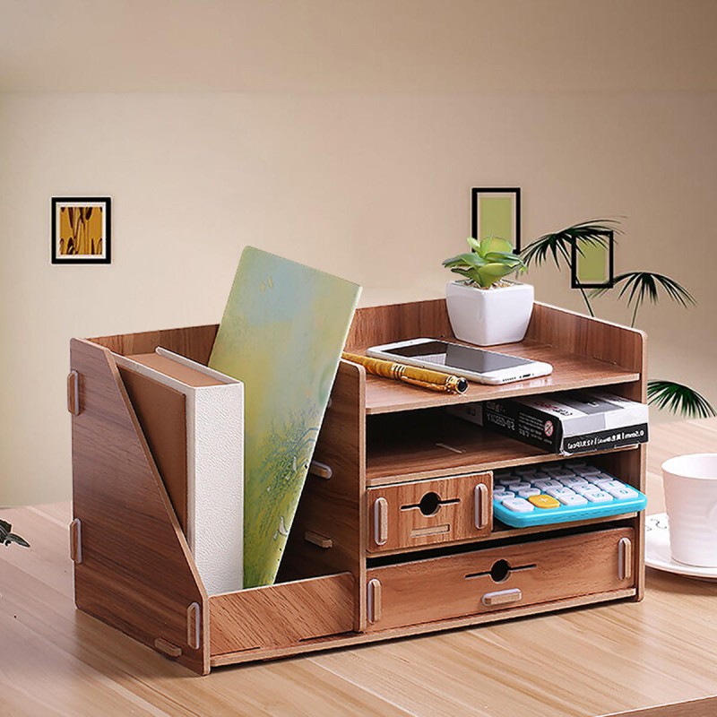 13.8x8x8" Wooden DIY Storage Box With Drawer ...