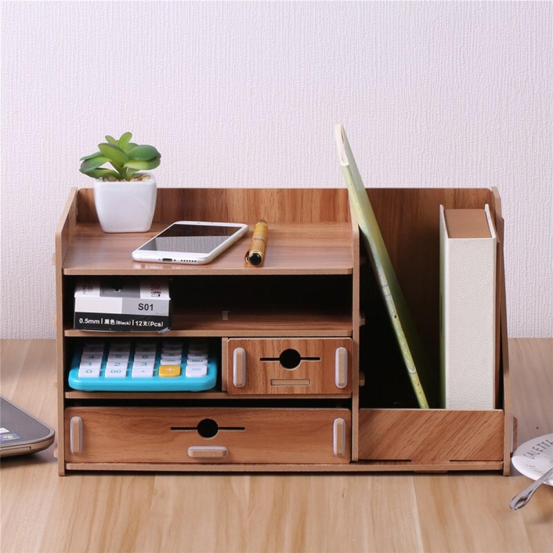 13.8x8x8" Wooden DIY Storage Box With Drawer ...
