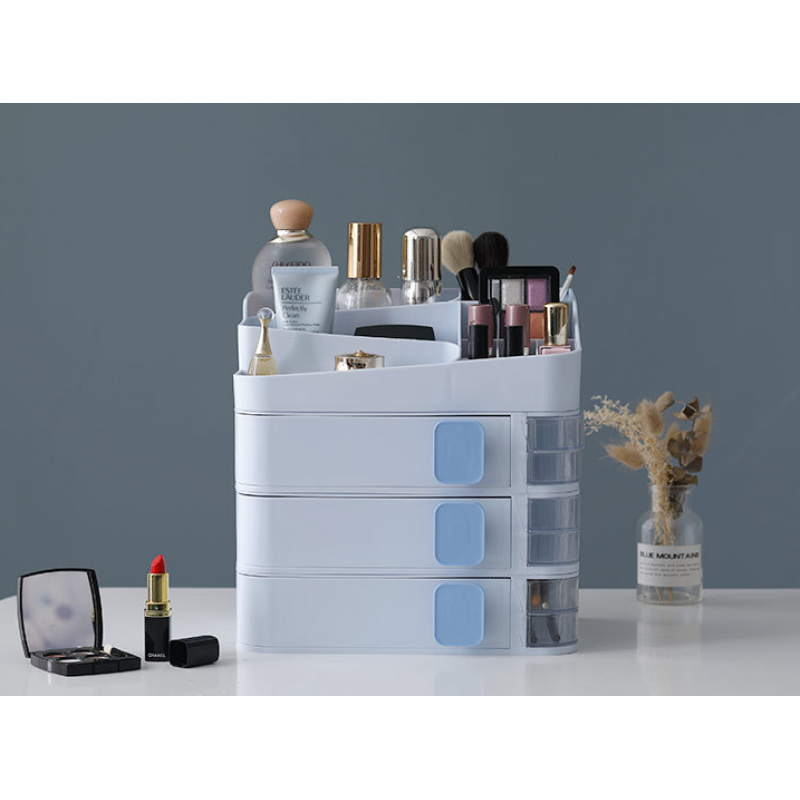 Free Combination Cosmetic Bag Stacking Storage Box Dressing Table Shelf Dresser Rack Desktop Organizer - Dark Pink 3