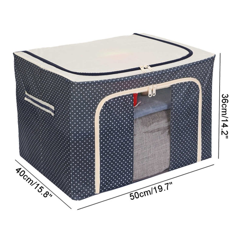 Storage Bags 72L Large Blanket Clothes Organization Containers Bedding Comforters Foldable Organizer Stainless Frame Reinforced 