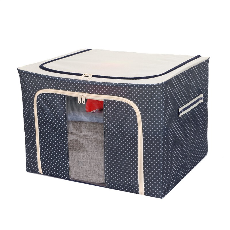 Storage Bags 72L Large Blanket Clothes Organization Containers Bedding Comforters Foldable Organizer Stainless Frame Reinforced 