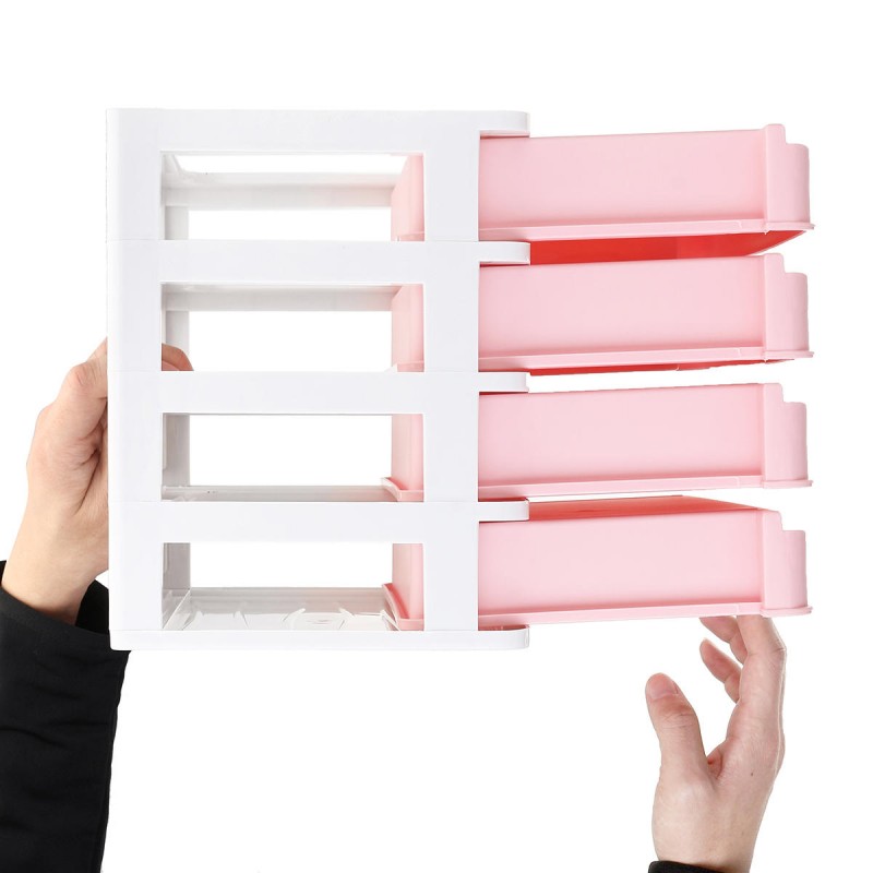 1/2/3/4 Tiers Multilayer Drawer Type Makeup Box Cosmetic Makeup Box  Desktop Organizer Storage Box Display Box - Gray