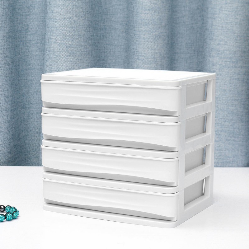 1/2/3/4 Tiers Multilayer Drawer Type Makeup Box Cosmetic Makeup Box  Desktop Organizer Storage Box Display Box - Gray