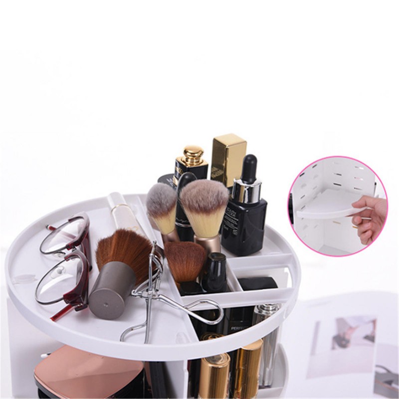 Cosmetic Makeup Organizer Storage Box Shelf 360° Rotating Display Acrylic Makeup Storage Baskets - Black