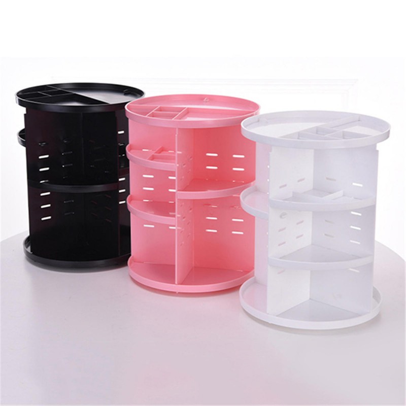 Cosmetic Makeup Organizer Storage Box Shelf 360° Rotating Display Acrylic Makeup Storage Baskets - Black
