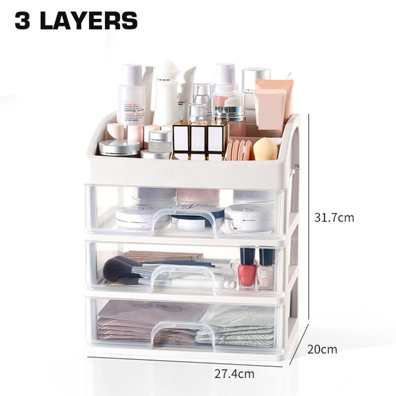 Large Multipurpose Makeup Cosmetic Jewelry Storage Box Drawer Organizer Case Display for Dormitory Bathroom - Type 1