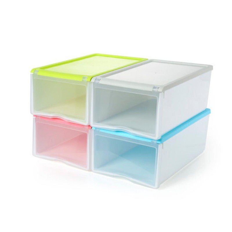 Plastic Clear Drawer Home Shoe Storage Box Stackab...