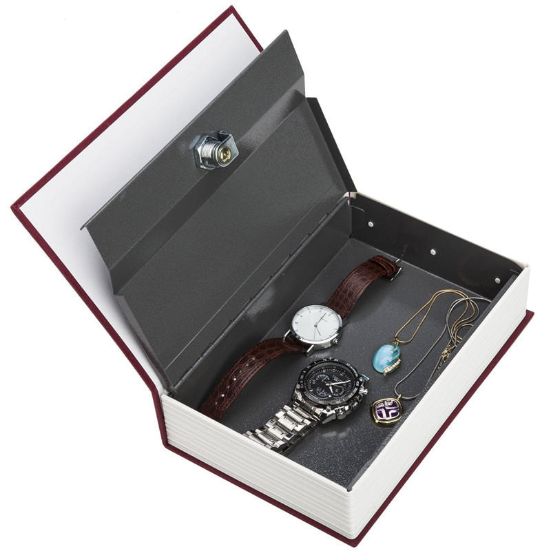 Metal Steel Cash Secure Hidden English Dictionary Money Box Coin Storage Box Secret Piggy Bank - S Blue