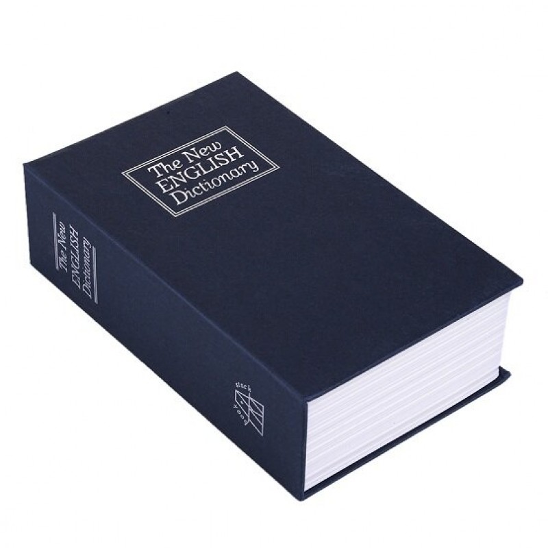 Metal Steel Cash Secure Hidden English Dictionary Money Box Coin Storage Box Secret Piggy Bank - S Blue