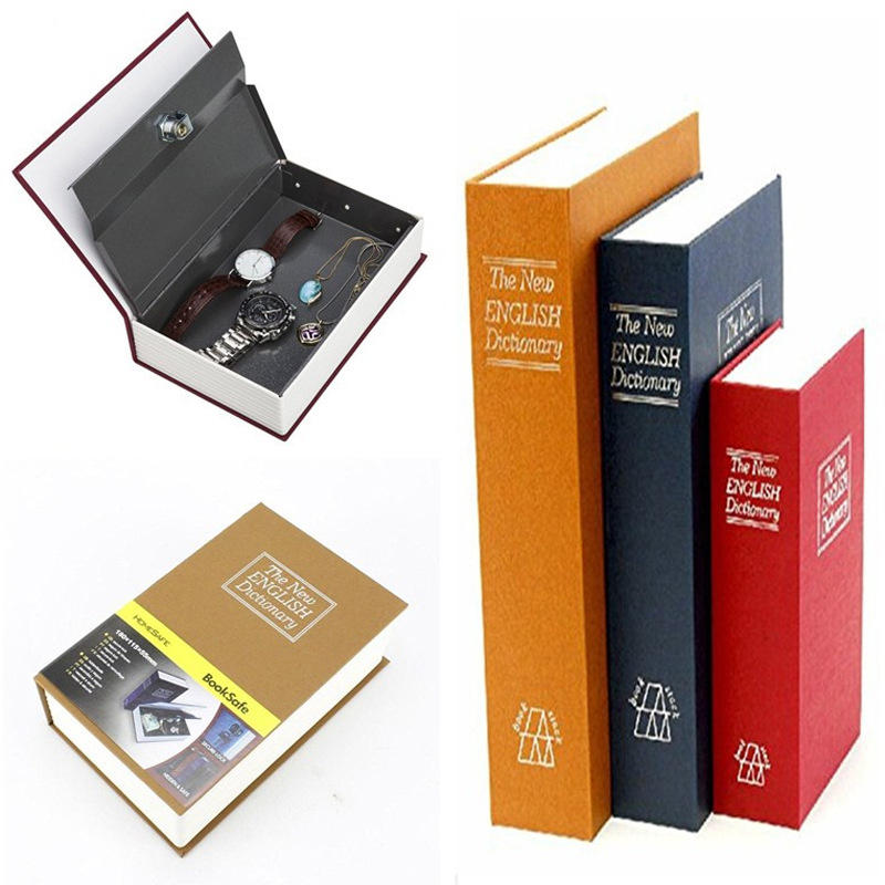 Metal Steel Cash Secure Hidden English Dictionary Money Box Coin Storage Box Secret Piggy Bank - S Blue