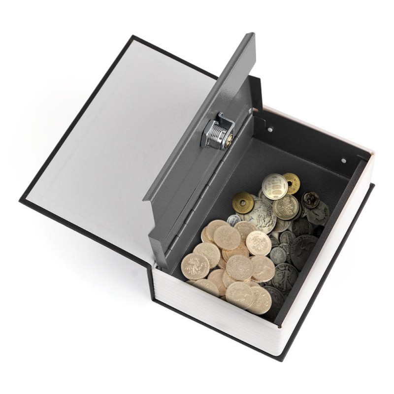 Metal Steel Cash Secure Hidden English Dictionary Money Box Coin Storage Box Secret Piggy Bank - S Blue
