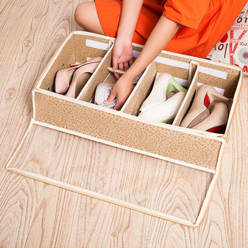 Foldable Thickening Shoes Organizer Transparent Boots Storage Bag Clothes Storage Bag - Purple