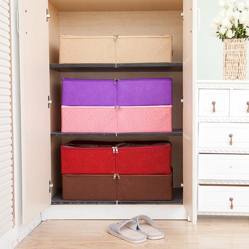 Foldable Thickening Shoes Organizer Transparent Boots Storage Bag Clothes Storage Bag - Purple