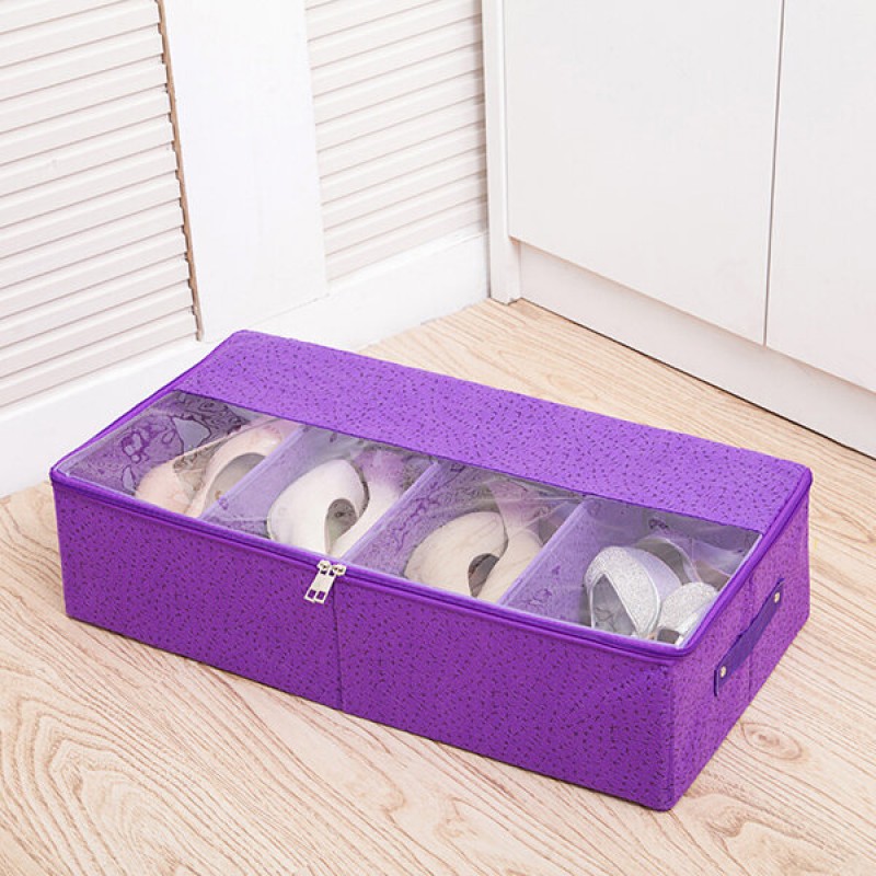 Foldable Thickening Shoes Organizer Transparent Boots Storage Bag Clothes Storage Bag - Purple