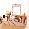  Creative Diy Wooden Cosmetic Storage Box Desktop Storage Container With Mirror Desktop Organizer - Watermelon Red