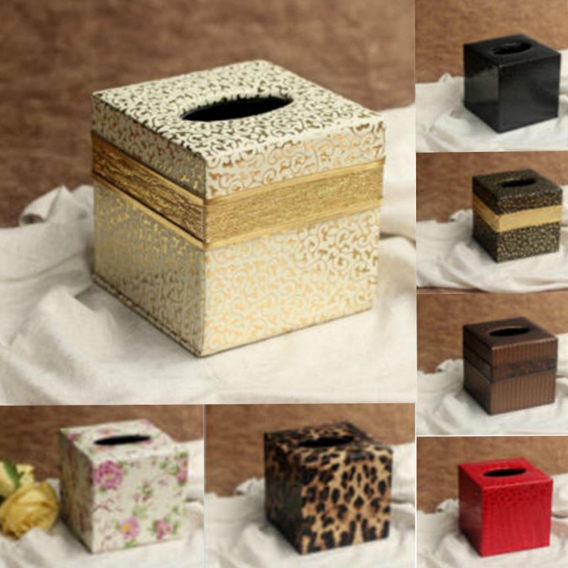 Durable PU Leather Tissue Box Case Cover  Paper Na...