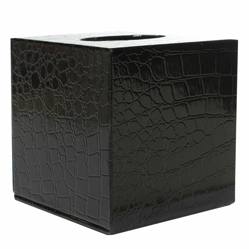 Durable PU Leather Tissue Box Case Cover  Paper Napkin Holder Home Office  - white and gold