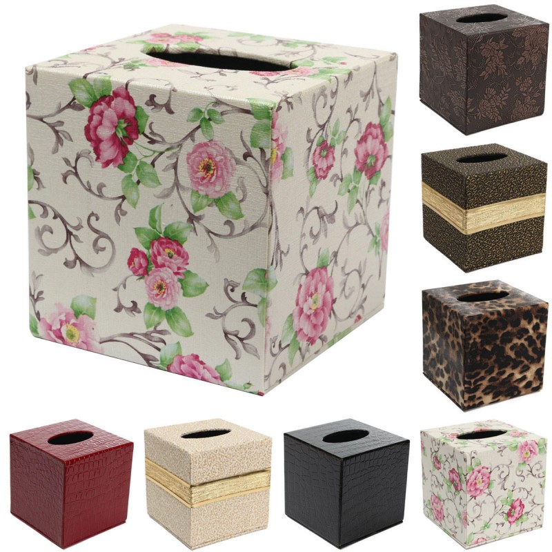 Durable PU Leather Tissue Box Case Cover  Paper Na...