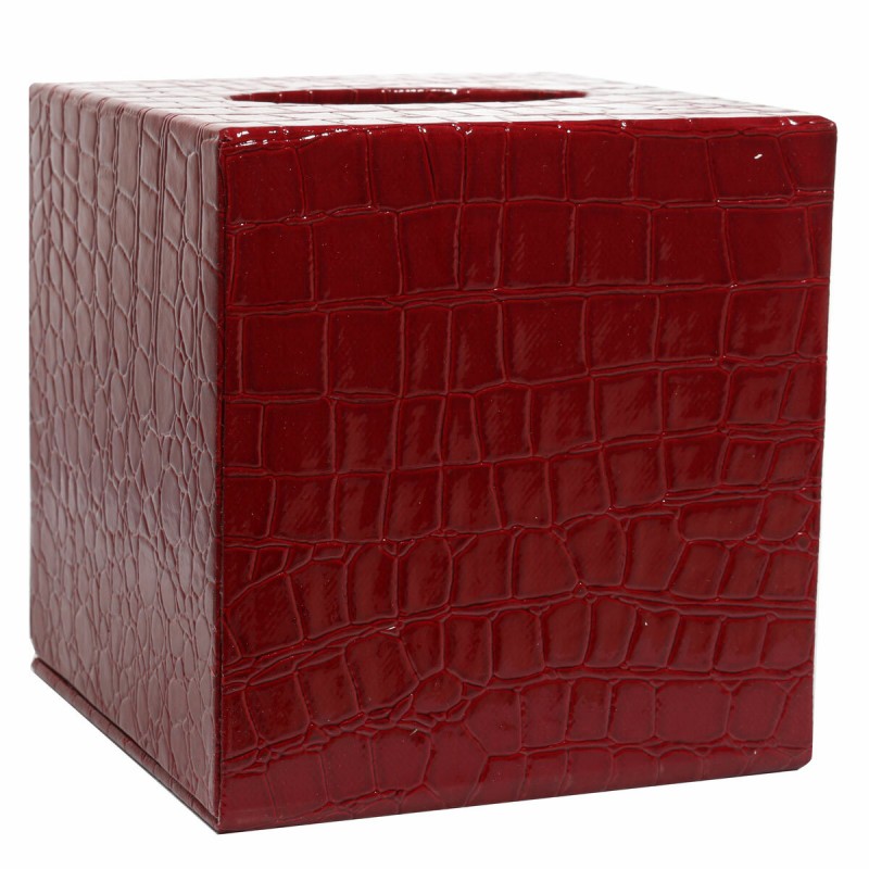 Durable PU Leather Tissue Box Case Cover  Paper Napkin Holder Home Office  - white and gold