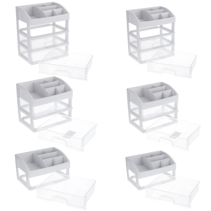 1/2/3 Layers Clear Desktop Comestics Makeup Storage Drawer Organizer Box Container - D.