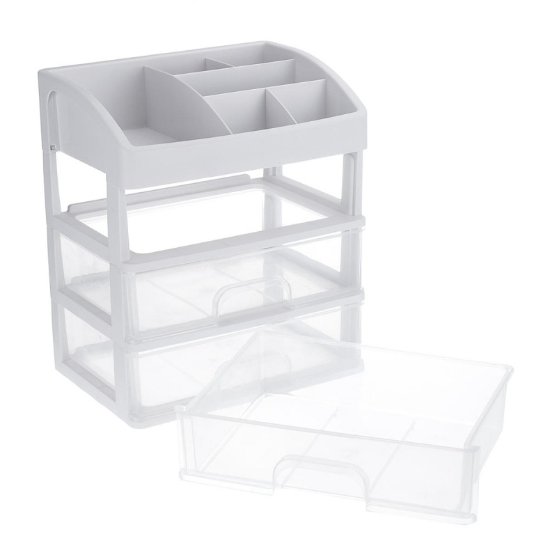 1/2/3 Layers Clear Desktop Comestics Makeup Storage Drawer Organizer Box Container - D.