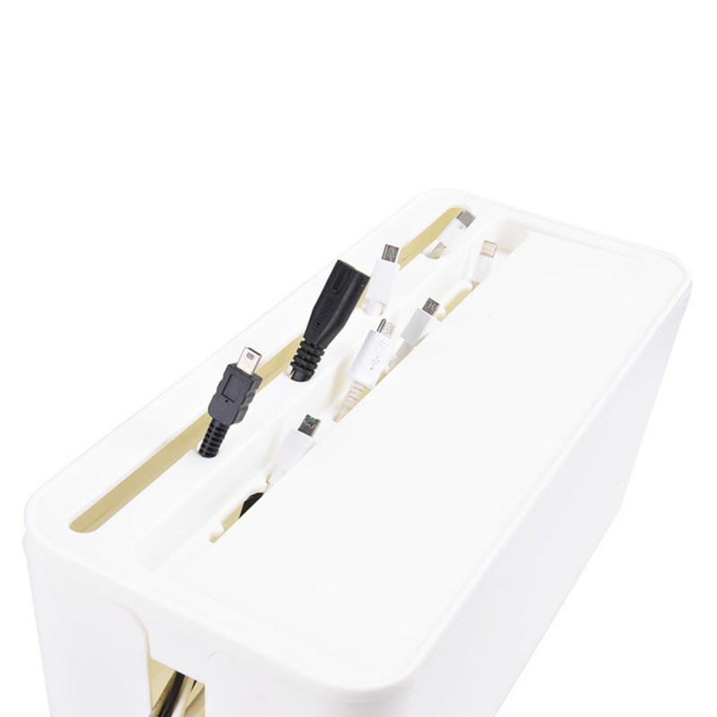 Cable Storage Box Case Wire Management Power Plug Cord Socket Safety Desktop Organizer - White