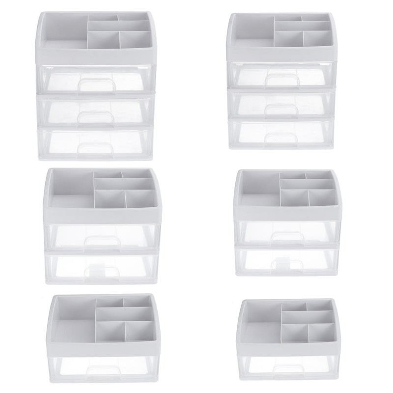 1/2/3 Layers Clear Desktop Comestics Makeup Storage Drawer Organizer Box Container - D.