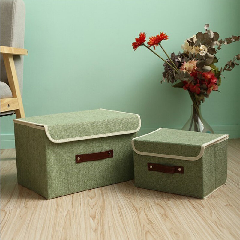 Cotton Linen Books Sundries Thickening Storage Box...