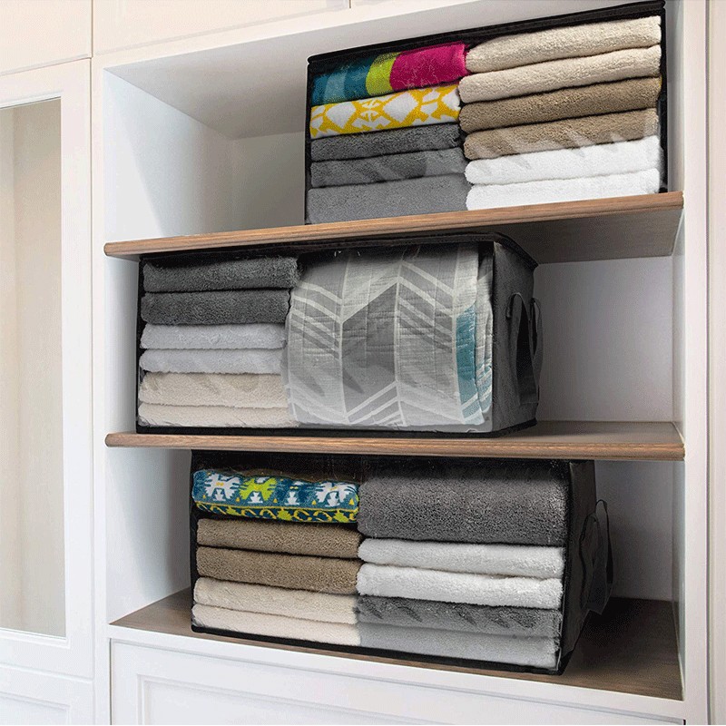 Non-Woven Storage Box Quilt Foldable Storage Bag Closet Clothing Storage Box Dust-Proof Moisture-Proof - Grey