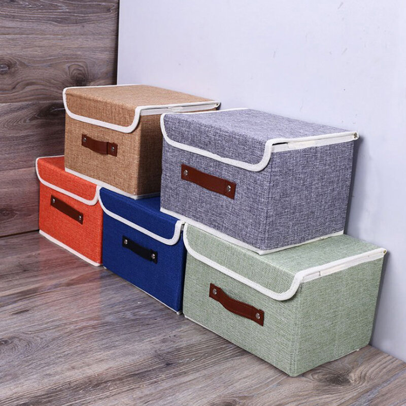 Cotton Linen Books Sundries Thickening Storage Box...