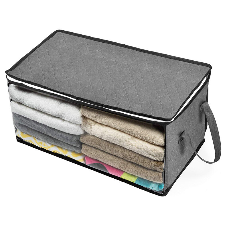 Non-Woven Storage Box Quilt Foldable Storage Bag Closet Clothing Storage Box Dust-Proof Moisture-Proof - Grey