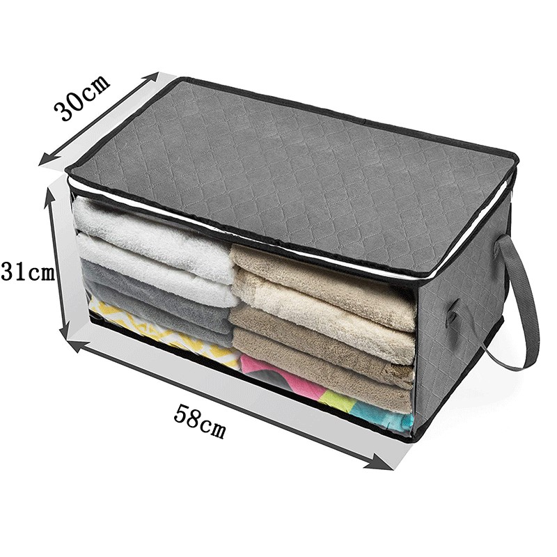 Non-Woven Storage Box Quilt Foldable Storage Bag Closet Clothing Storage Box Dust-Proof Moisture-Proof - Grey