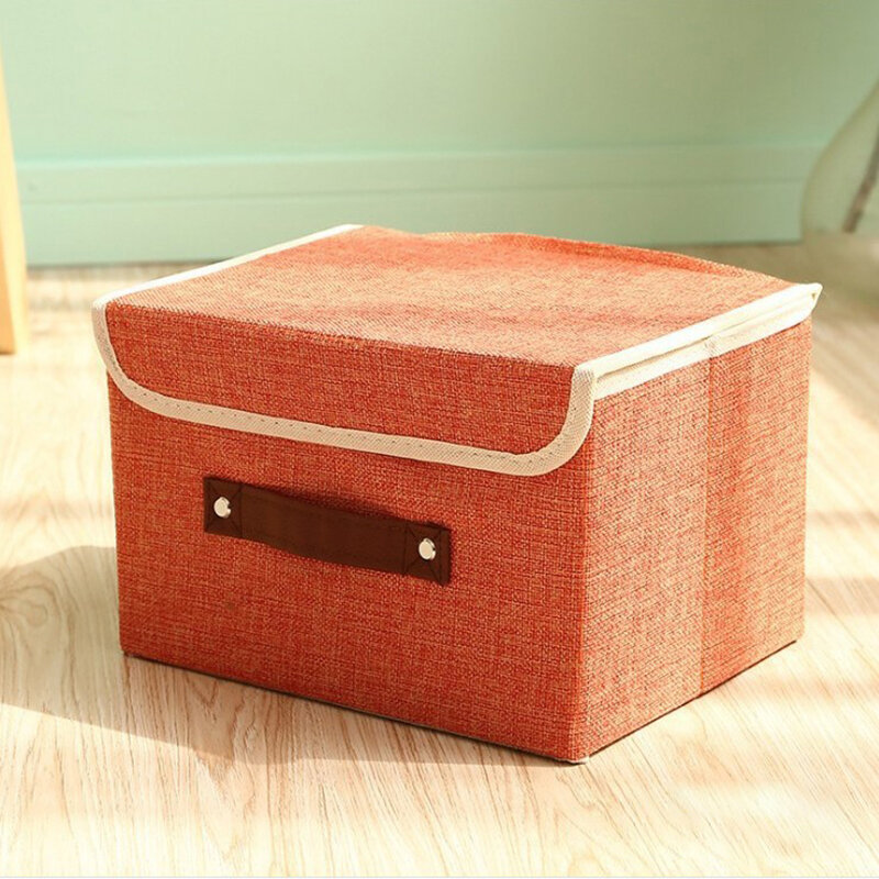 Cotton Linen Books Sundries Thickening Storage Box Collapsible Clothing Organizer Clothes Storage Bag - S Gray