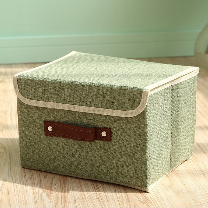 Cotton Linen Books Sundries Thickening Storage Box Collapsible Clothing Organizer Clothes Storage Bag - S Gray