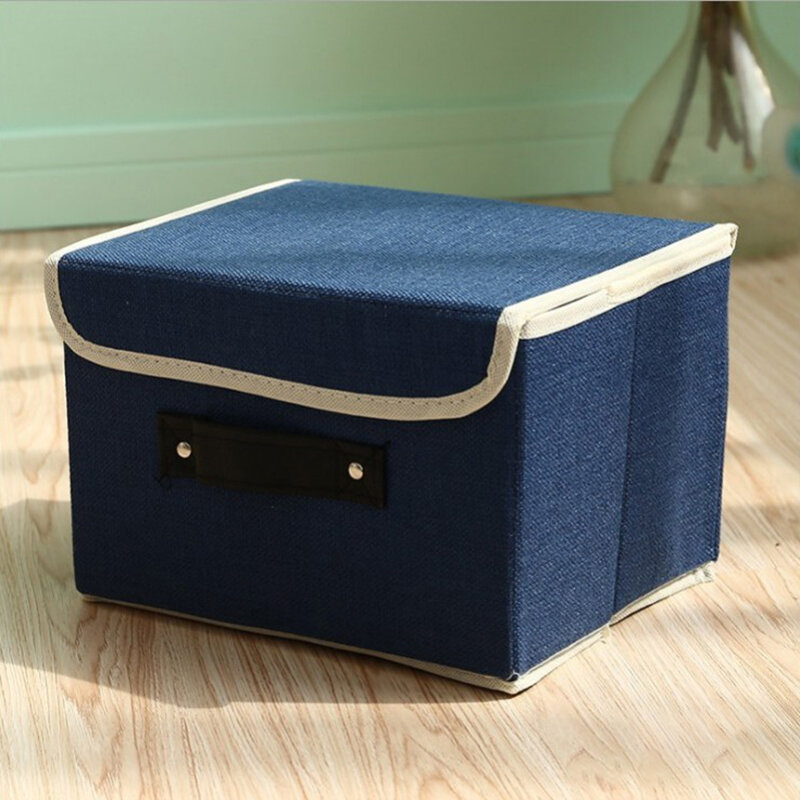 Cotton Linen Books Sundries Thickening Storage Box Collapsible Clothing Organizer Clothes Storage Bag - S Gray