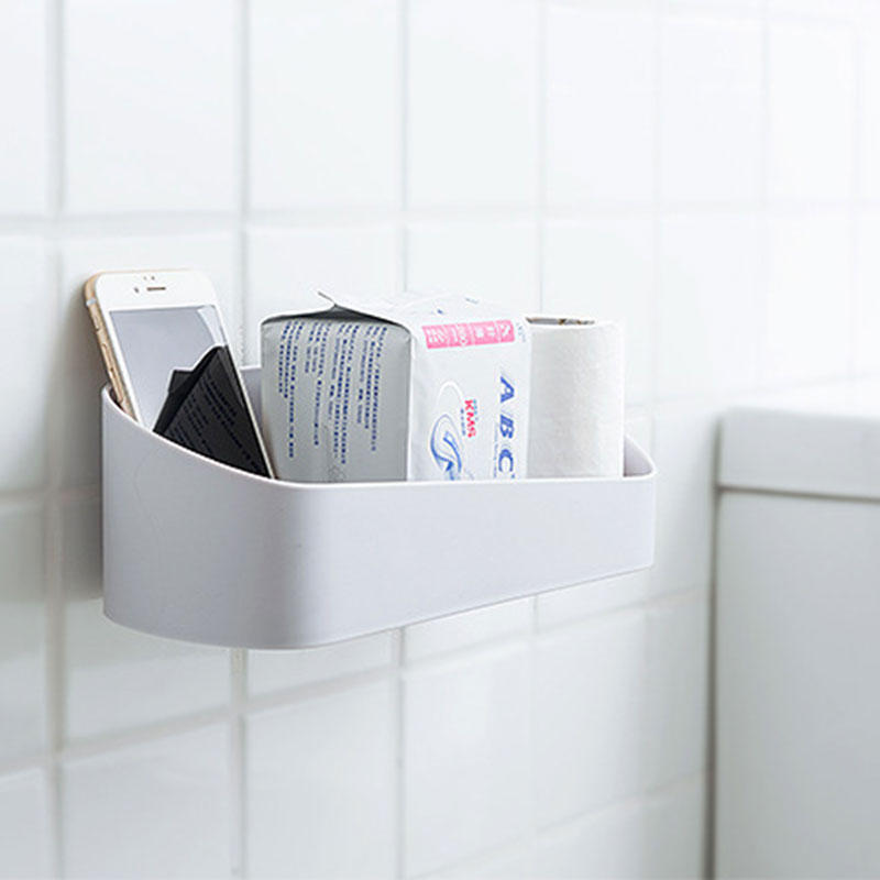 Irregular Art Geometrical Style Bathroom Kitchen Storage Container Shelf Cosmetics Collection Box Wall Powerful Paste Saving Spa