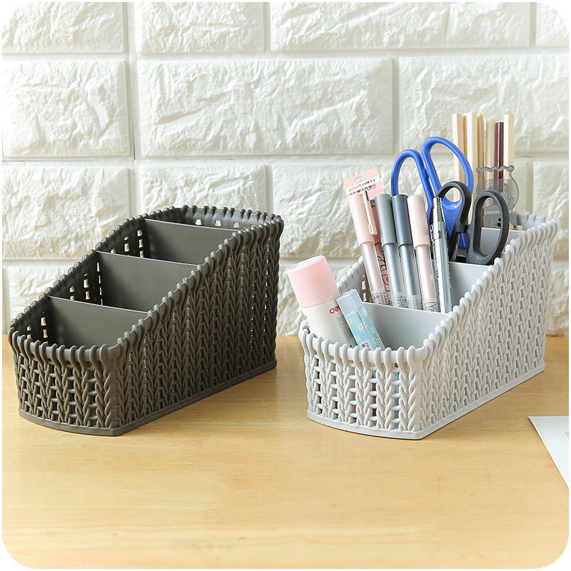 Cosmetic Storage Baskets Office Kitchen Desktop Storage Consolidation Box Parts Storge - Green