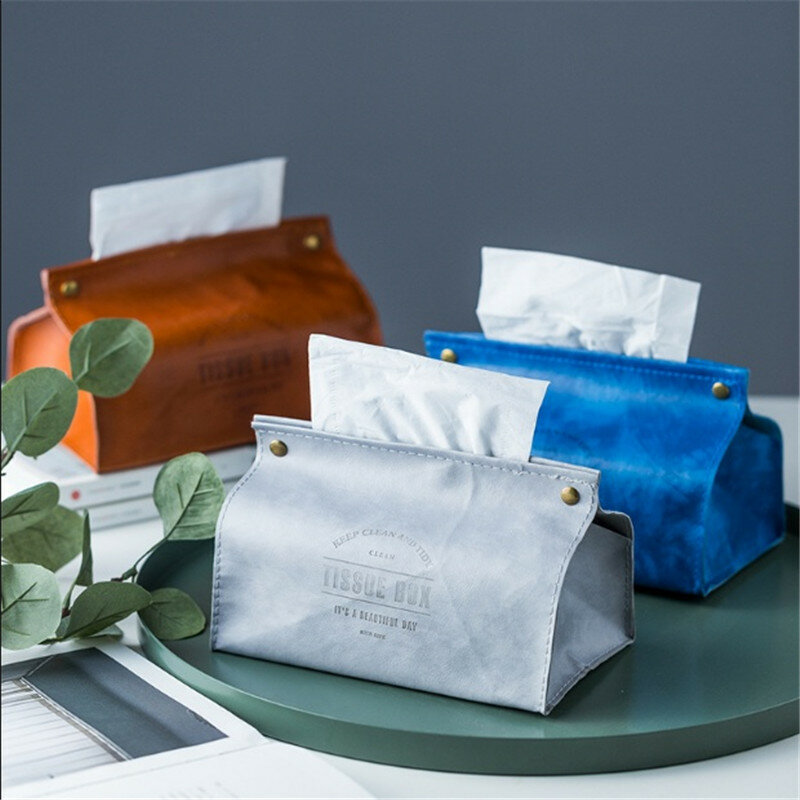 Leather Tissue Holder Print Design Multi-color Pap...